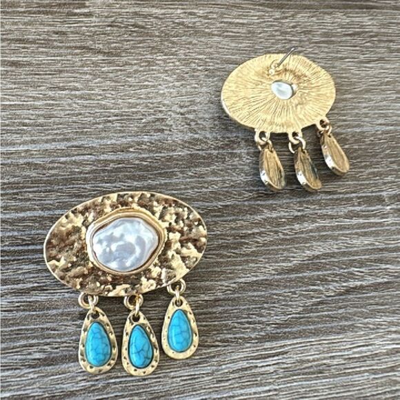 Bohemian pearl stud earrings A236 - Picture 6 of 6